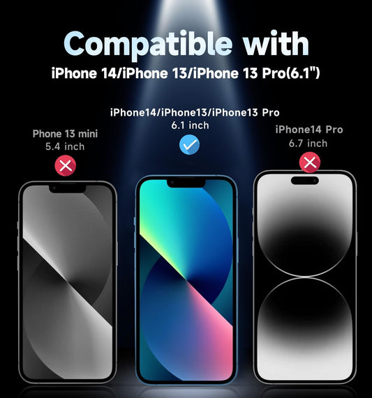 2 Pack for Iphone 13/13Pro/14/16E 6.1 Inch Privacy Glass Screen Protector, Auto Dust-Elimination, Bubble Free, Easy Installation