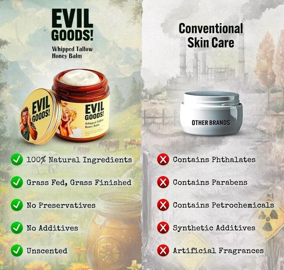 Evil Goods Whipped Beef Tallow + Manuka Honey Balm Moisturizer 4 Oz