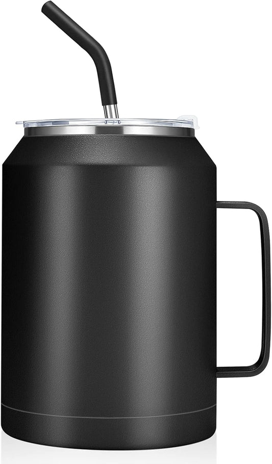 50 Oz Mug Tumbler – Stainless Steel Vacuum Insulated Mug with Handle,Lid and Straw,Keeps Drinks Cold up to 36 Hours – Sweat-Proof Body, Dishwasher Safe