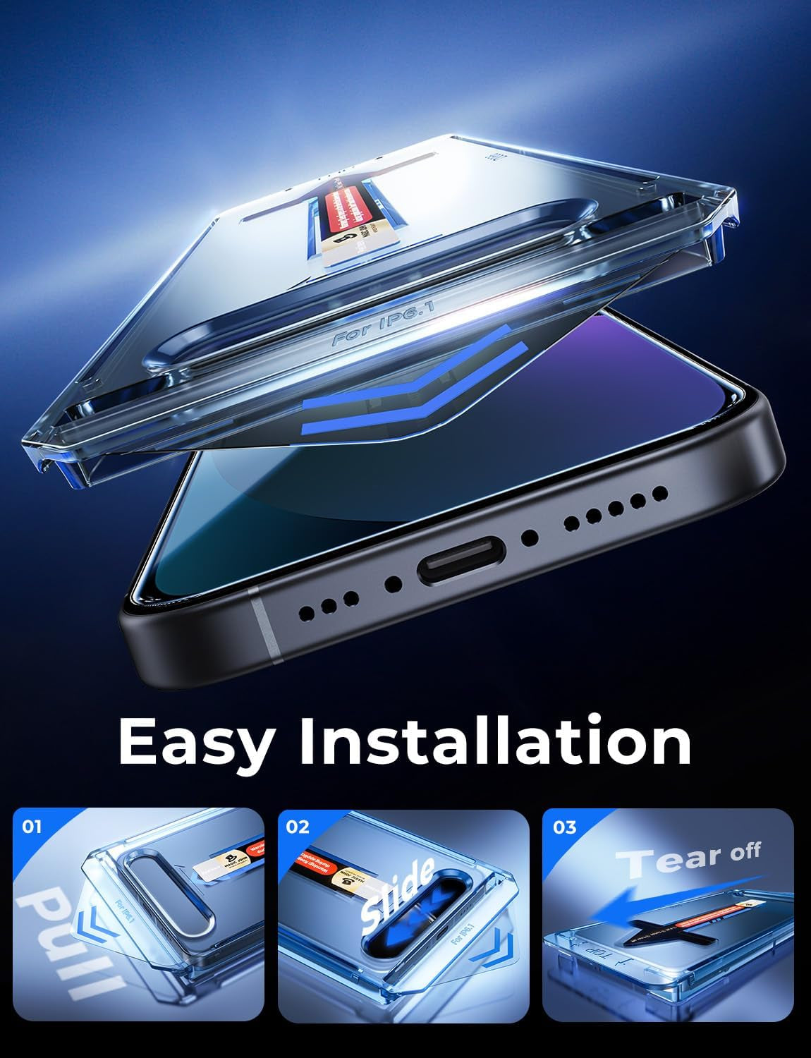 2 Pack for Iphone 13/14& Iphone 13 Pro 6.1 Inch Tempered Glass Screen Protector, Auto Dust-Elimination, Bubble Free, HD Clear, Easy Installation