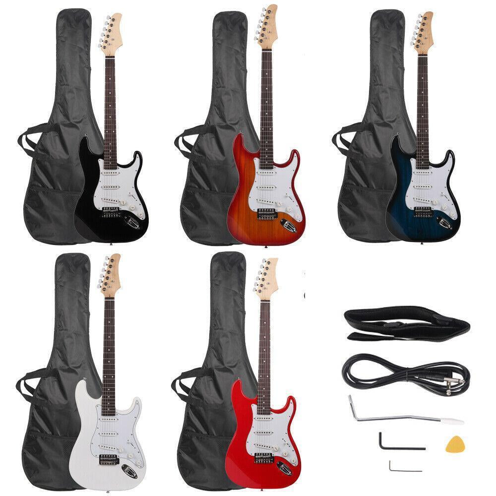 39.37" Beginner Sunset Electric Guitar +Bag Case +Cable +Strap +Picks 7 Color