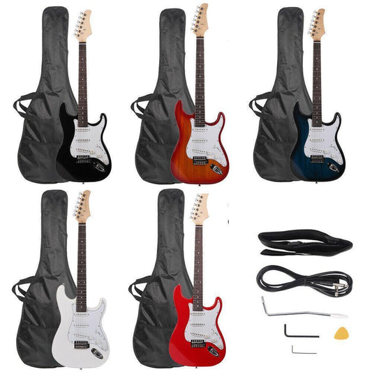 39.37" Beginner Sunset Electric Guitar +Bag Case +Cable +Strap +Picks 7 Color