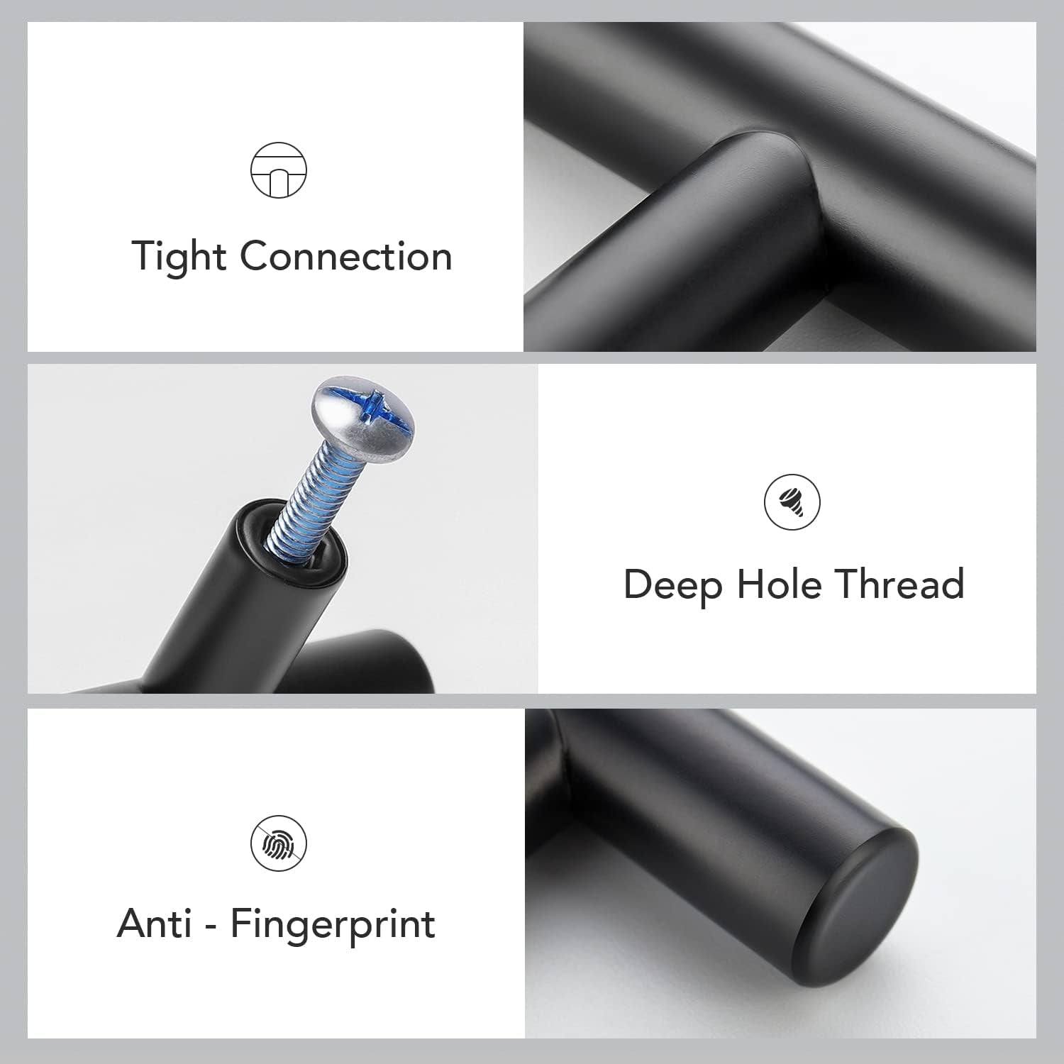 30 Pack 7.38'' Matte Black Cabinet Pulls Stainless Steel Cabinet Handles 7-3/8 Inch Length Matte Black Drawer Pulls 5 Inch Hole Center Kitchen Drawer Pulls