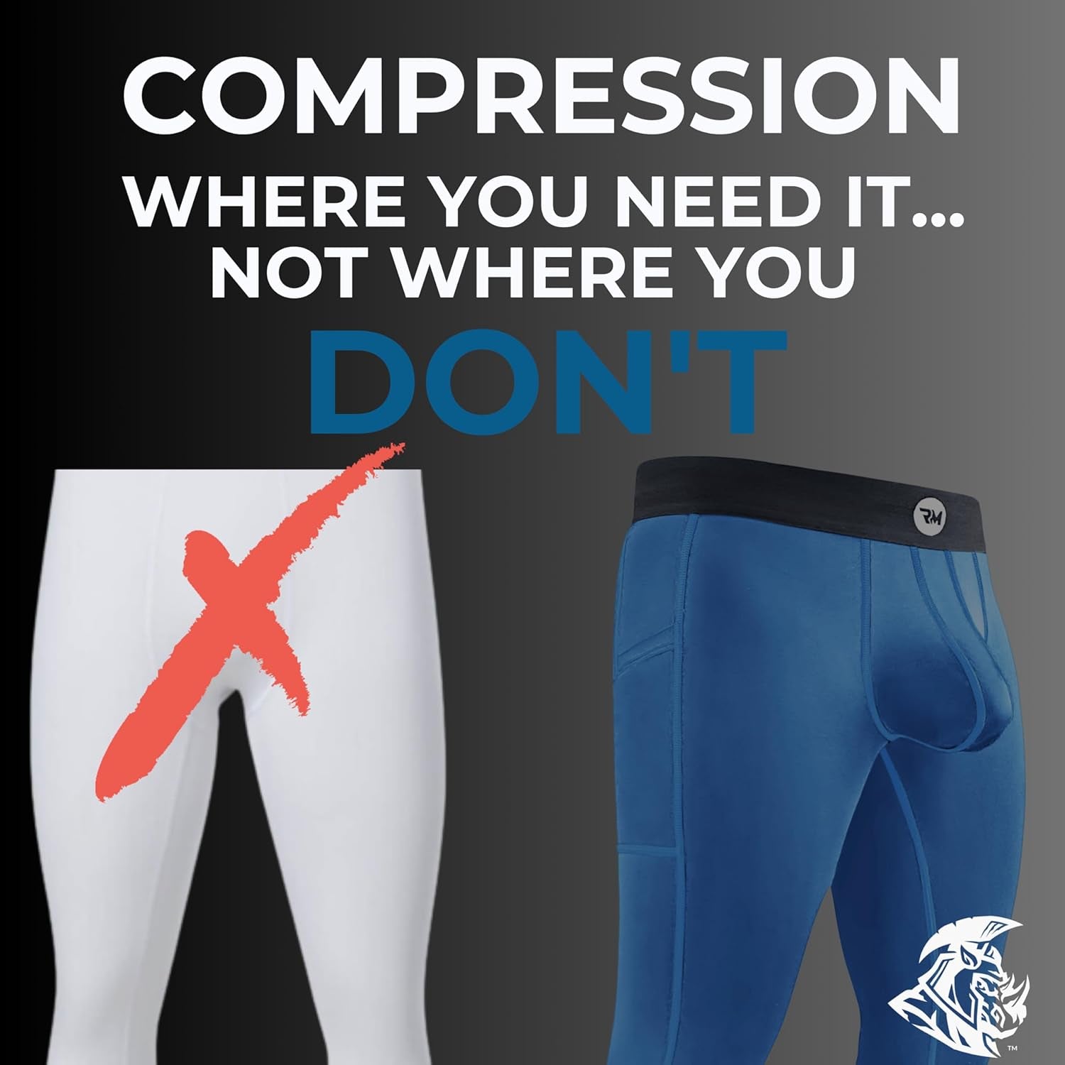 Real Men ABCD Pouch Compression Pants - 1, 2 & 3 Pack, Mens Leggings, Yoga Pants, Tights, Base Layer Men Cold Weather