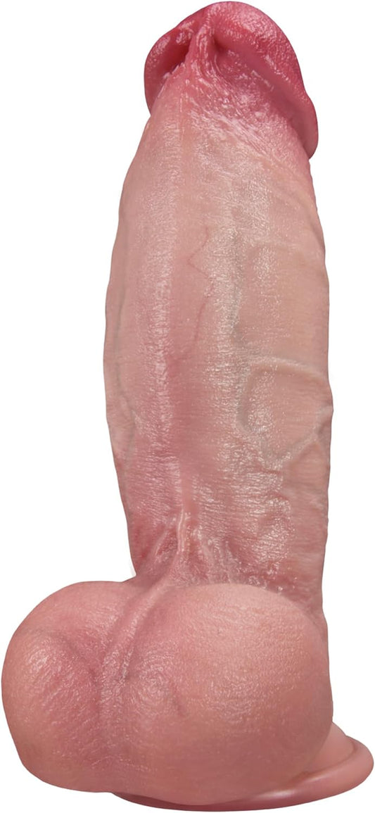 7 Inch Girth Huge Thick Dildo, Real Skin Dual Density Silicone Dildos with Strong Suction Cup for Hands-Free Play, G-Spot Realistic Dildo Anal Sex Toys for Men and Women