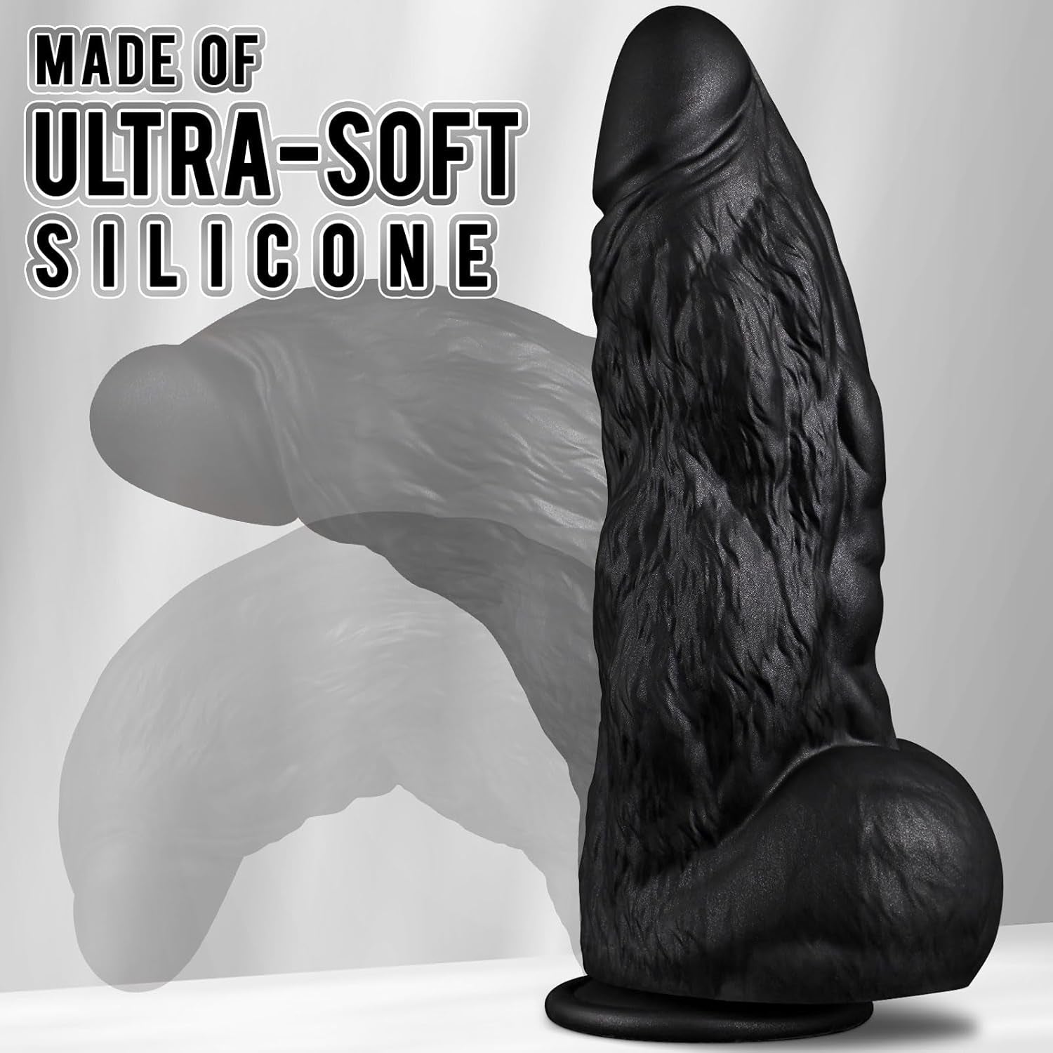 3 Inch Diameter BBC Huge Thick Dildo, 10 Inch Monster Big Black Dildos with Strong Suction Cup, Realistic Silicone Large Anal Dildos Adult Sex Toys for Gay Female Mastuabtion