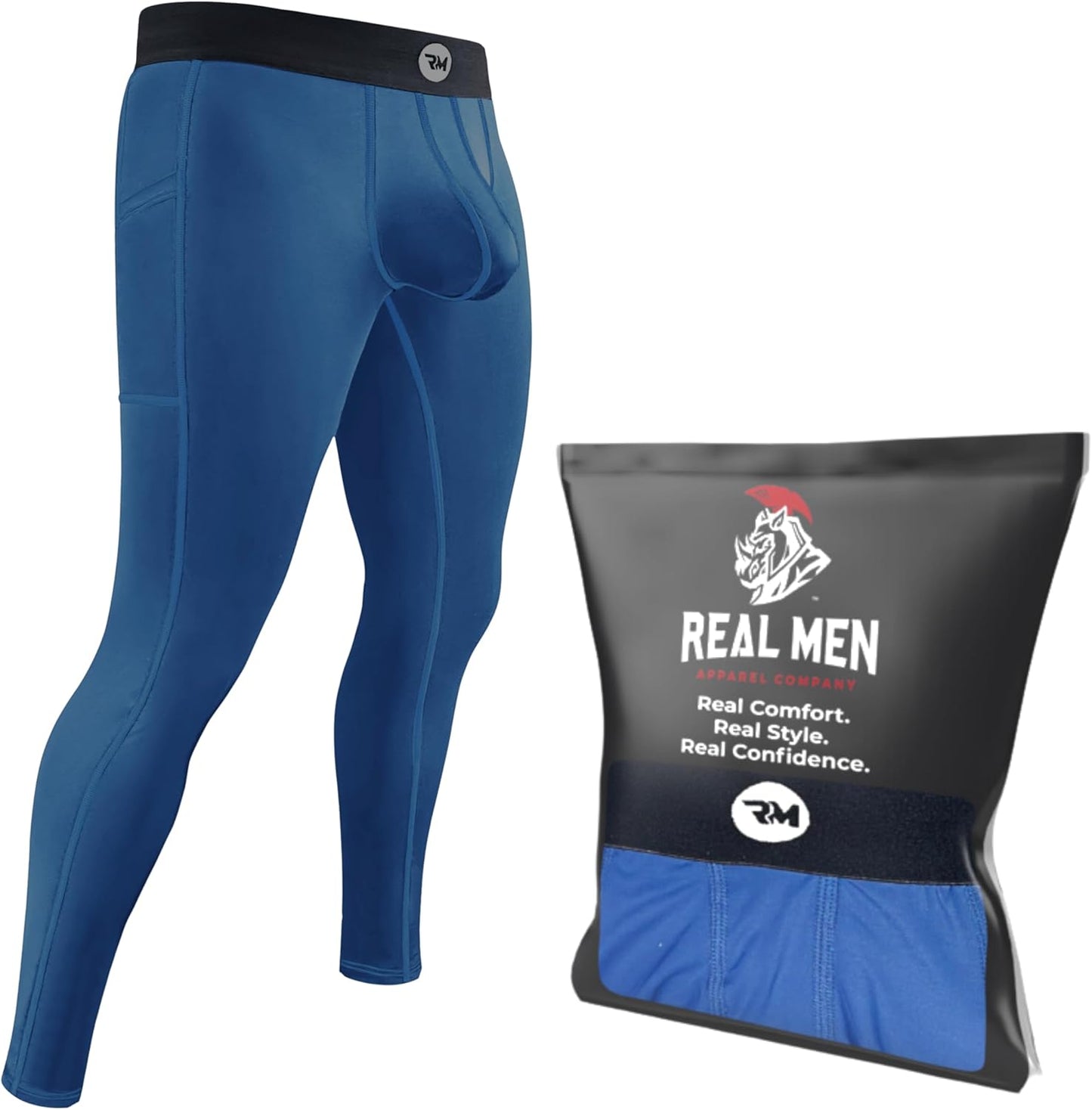 Real Men ABCD Pouch Compression Pants - 1, 2 & 3 Pack, Mens Leggings, Yoga Pants, Tights, Base Layer Men Cold Weather
