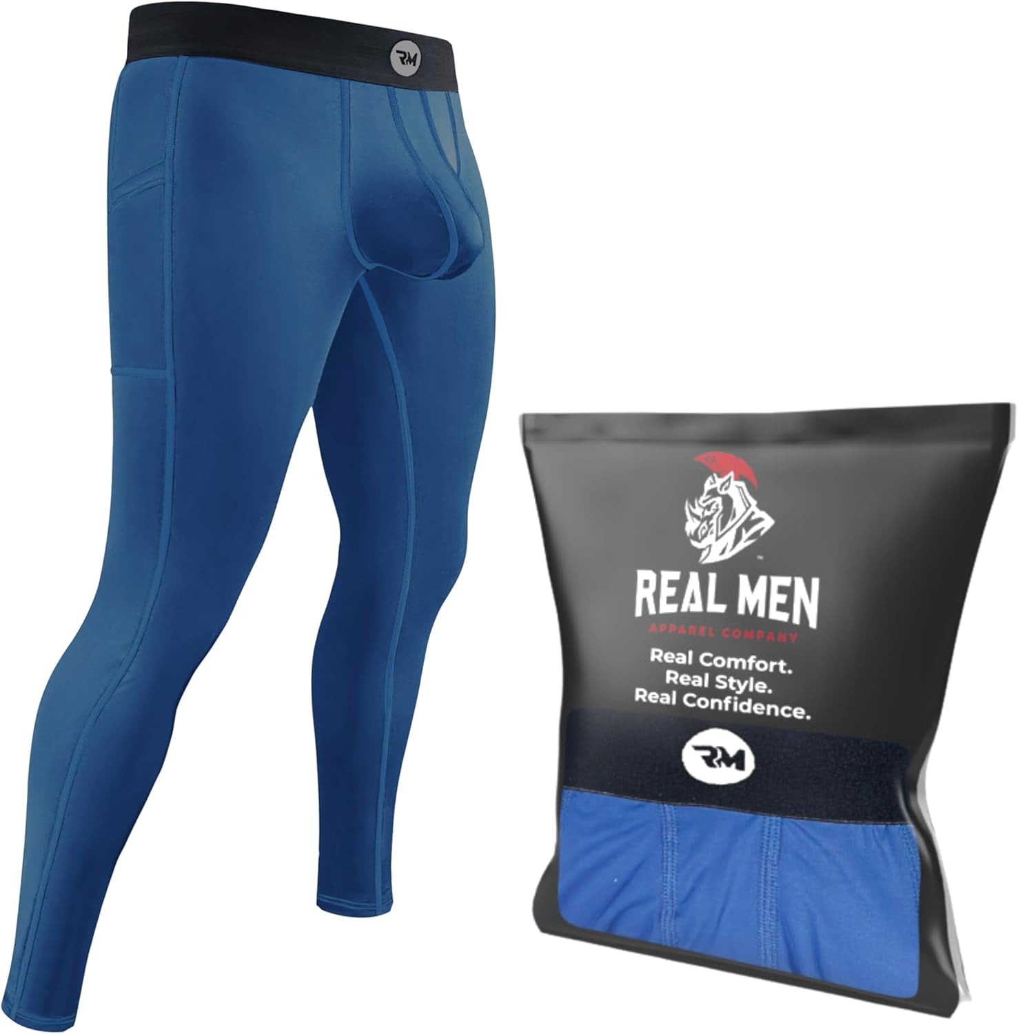 Real Men ABCD Pouch Compression Pants - 1, 2 & 3 Pack, Mens Leggings, Yoga Pants, Tights, Base Layer Men Cold Weather