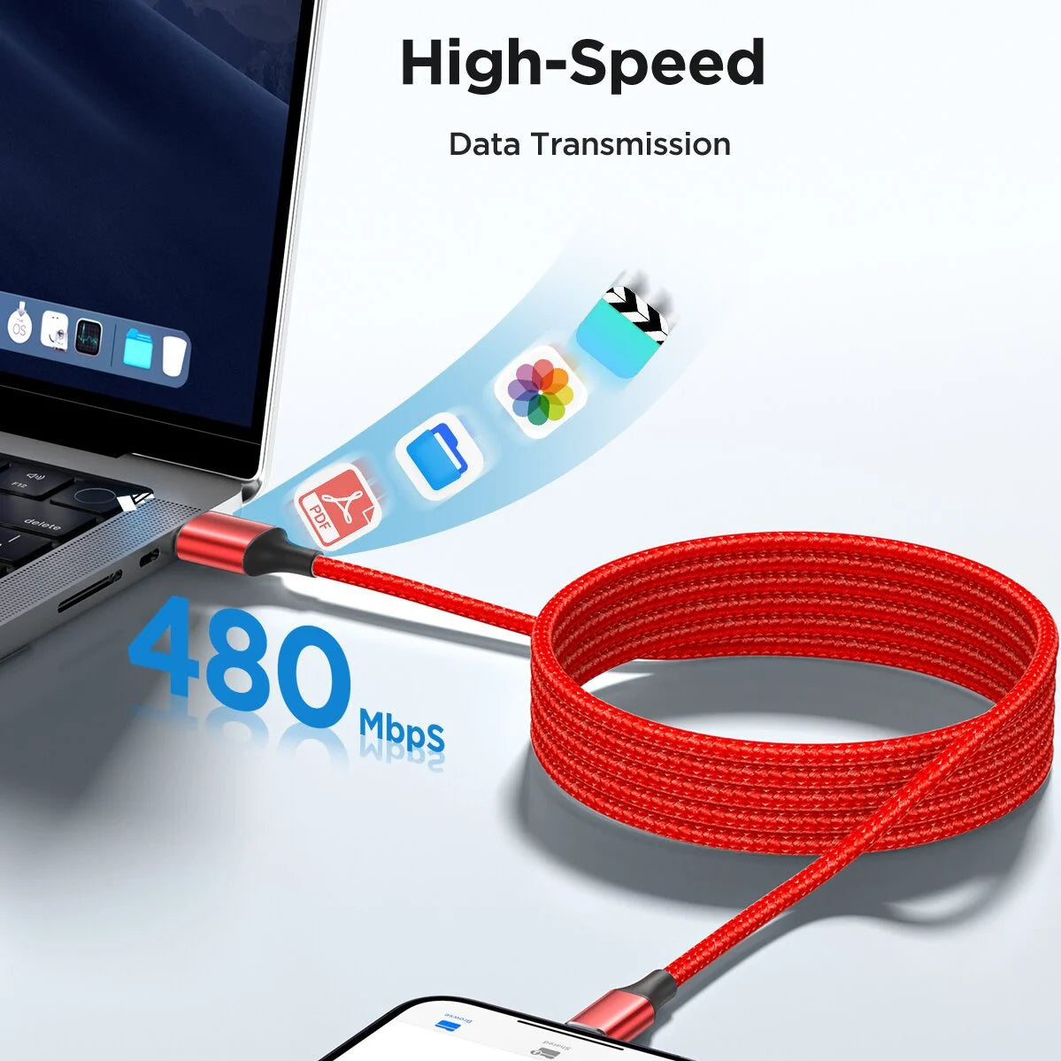 3 Pack 6FT Cables Compatible with Iphone 14/13/12/11/10, Nylon Braided Charging 3A Fast Charger Cord, Red