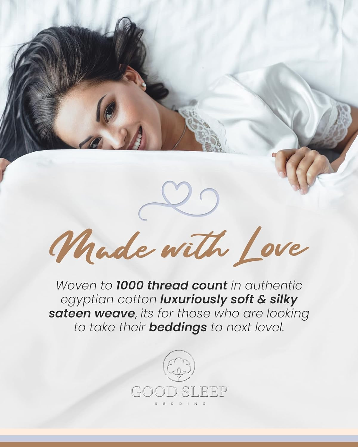 100% Egyptian Cotton Sheets Queen Size - 1000 Thread Count, 4 Pc Queen Sheet Set, Sateen Weave, Bed Sheets, 16" Deep Pocket Sheets - White