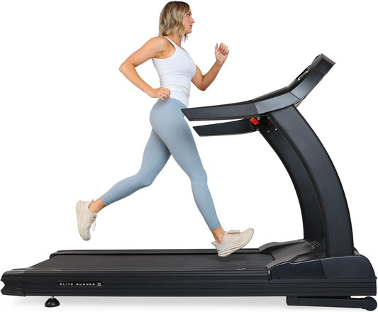 Elite Runner X Treadmill - Commercial Grade - Freesync FTMS Bluetooth Connectivity - 4.0 HP - Large Ortho Flex Shock Suspension System Deck - Marathon Training - 400 Lb Capacity