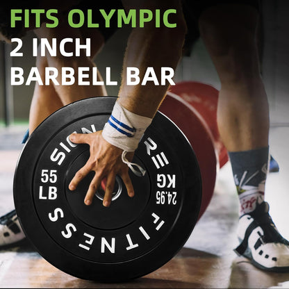 Olympic Bumper Plates Set, 2" Weight Plates for Strength Training & Weightlifting, Paris or Set or Set with Barbell, Multiple Options