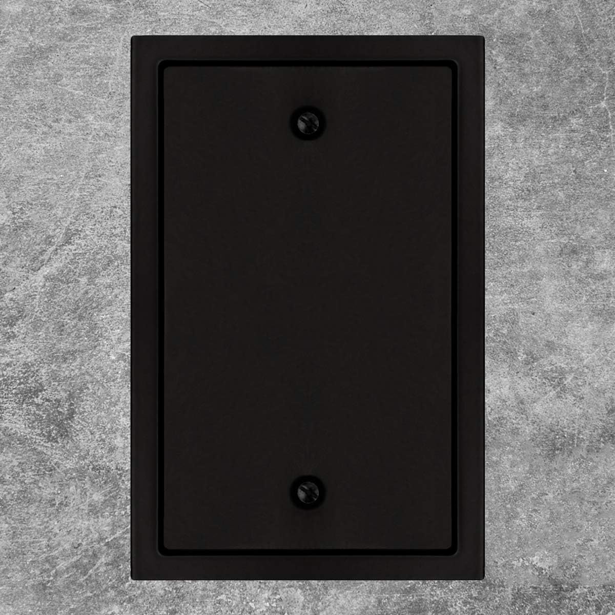 Modern Edge Switch Plate Wall Plate Outlet Cover, Durable Solid Zinc Alloy (Single Blank 2PK, Matte Black)