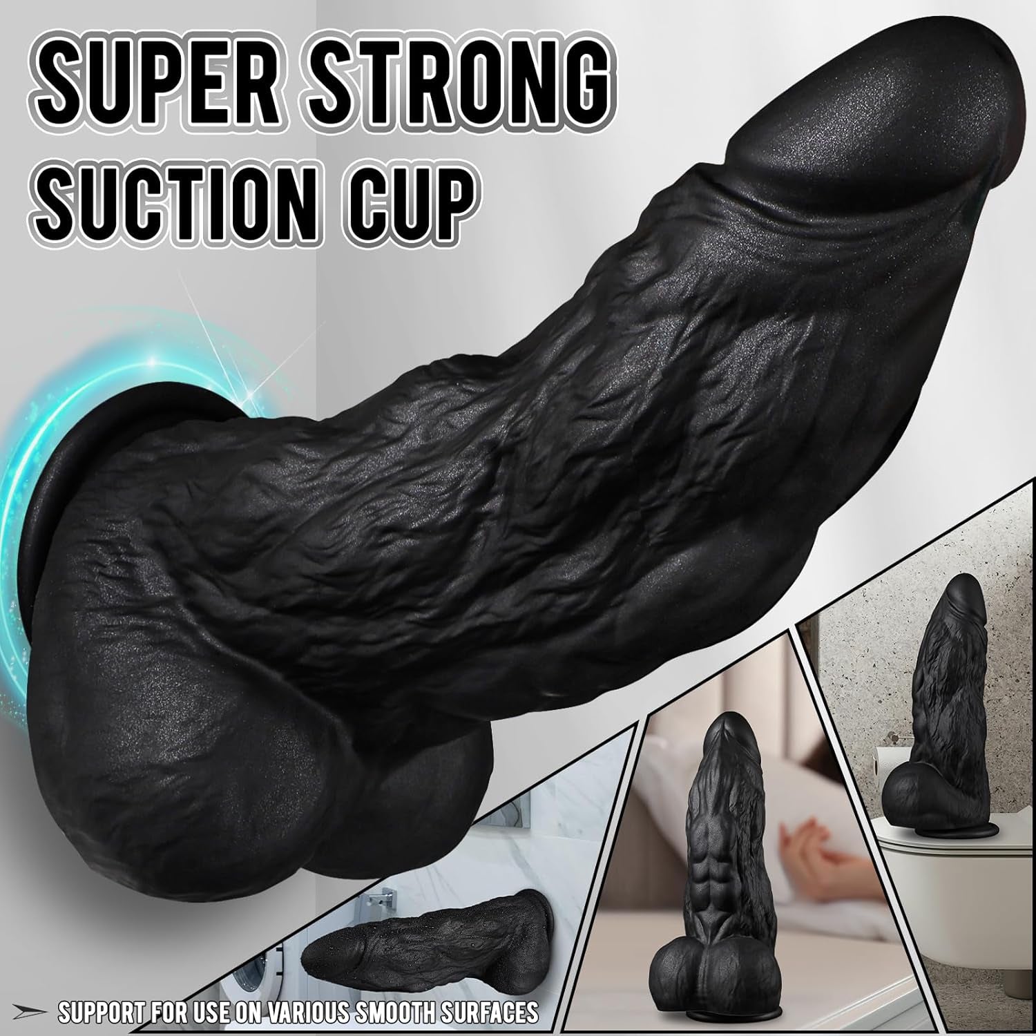 3 Inch Diameter BBC Huge Thick Dildo, 10 Inch Monster Big Black Dildos with Strong Suction Cup, Realistic Silicone Large Anal Dildos Adult Sex Toys for Gay Female Mastuabtion