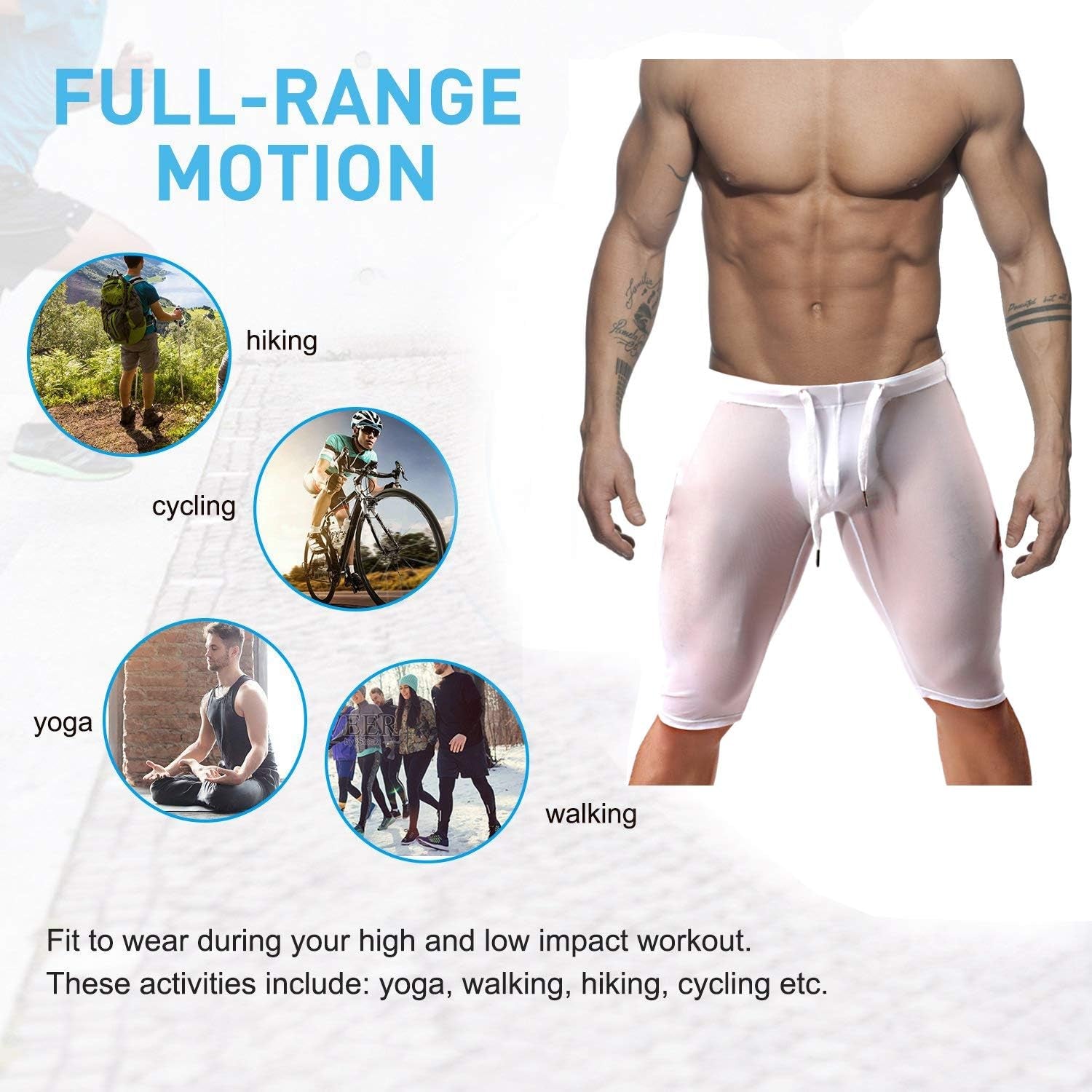 Men'S Fitness Mesh Shorts Yoga Capris See through Jammer Swimsuit Beachwear