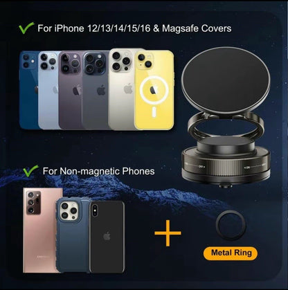 Adjustable 360° Magnetic Suction Vacuum Cell Phone Holder Car/Gym/Mirror