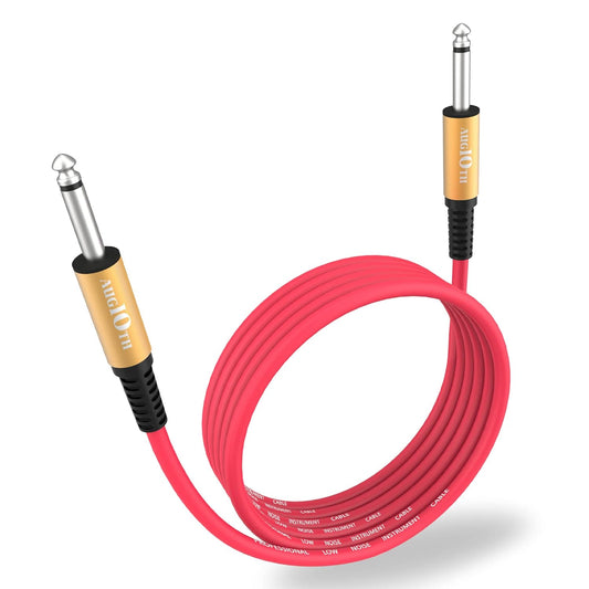 Guitar Cable 3 Ft, Stage Electric Instrument Bass Cable AMP Cord 1/4 Straight to Straight Red
