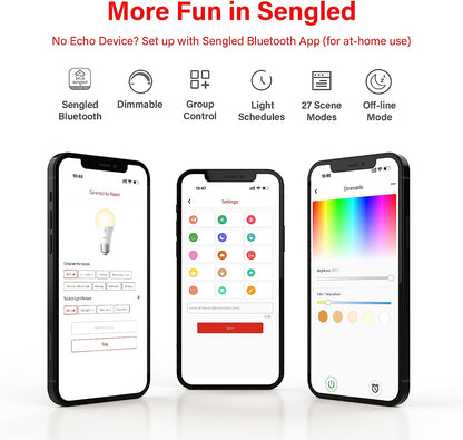 Smart Edison Bulbs, S1 Auto Pairing with Alexa Devices, Vintage Smart Light Bulbs That Work with Alexa, Bluetooth Mesh Smart Home Lighting, ST19 Led Bulb 60 Watt Equivalent, 2000K E26, 4-Pack