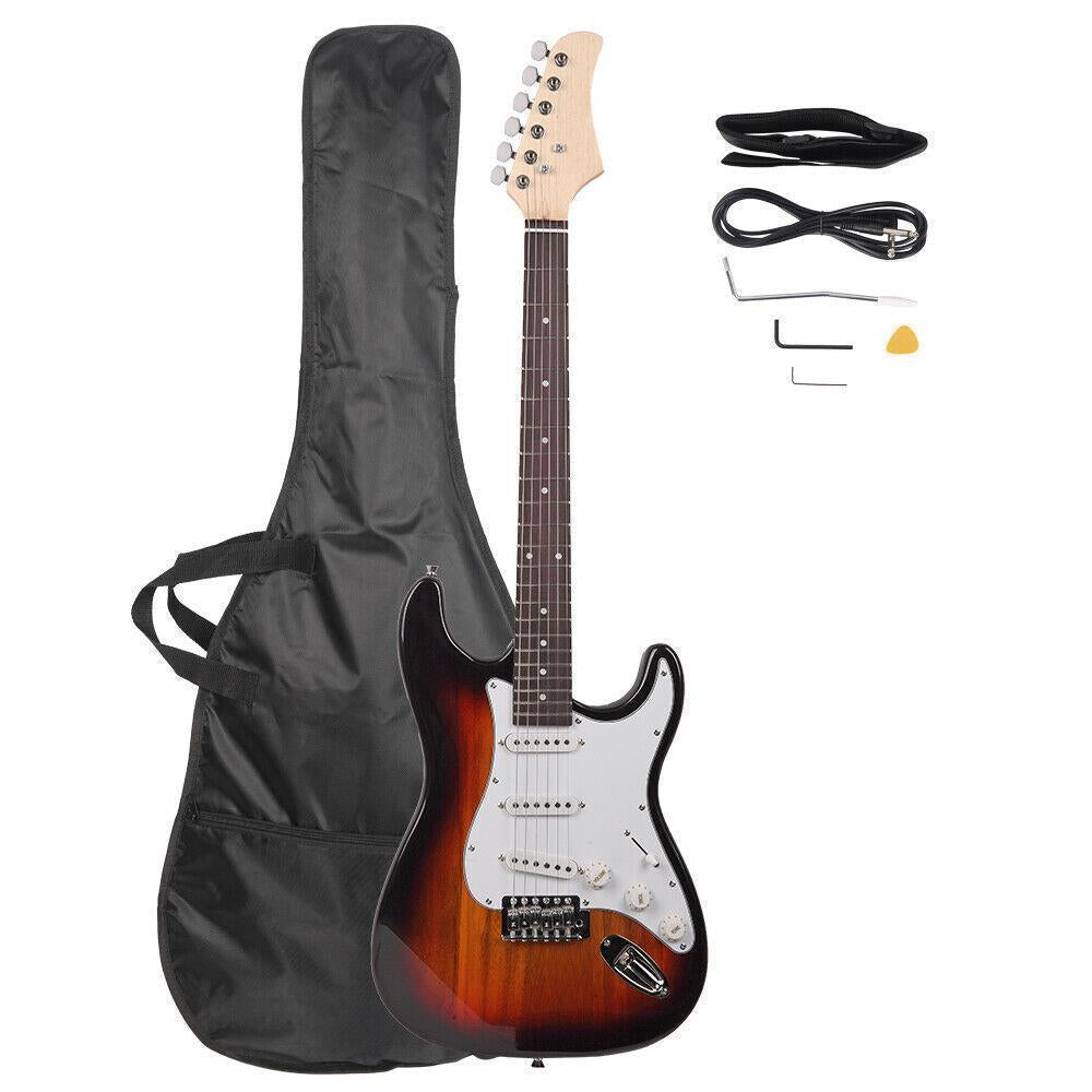 39.37" Beginner Sunset Electric Guitar +Bag Case +Cable +Strap +Picks 7 Color