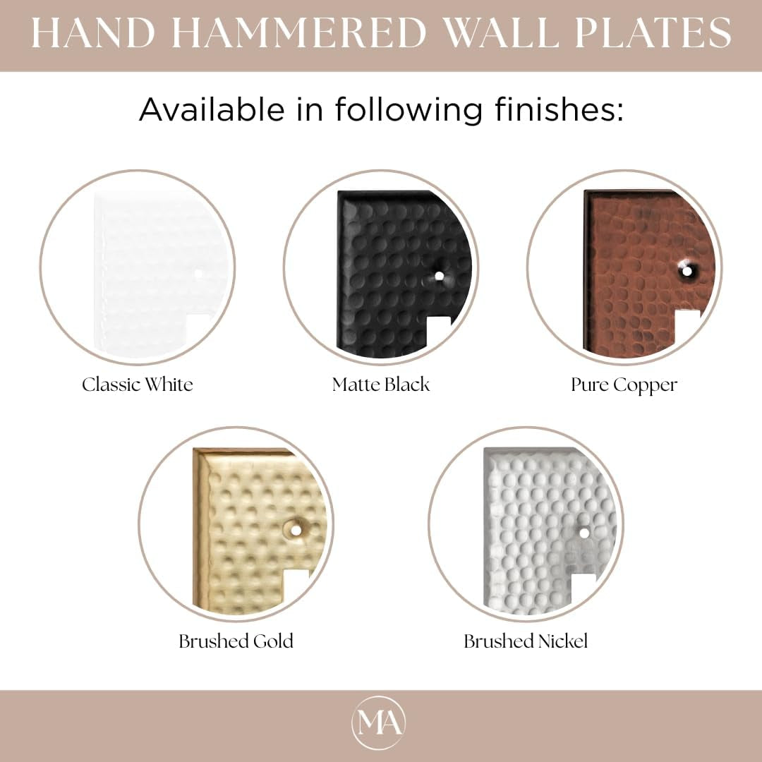 4-Gang Toggle Wall Plate, Hand Hammered Metal Switch Wall Plate, Decorative Light Switch Cover Plate for Electrical Outlet, Matte Black