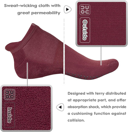 Unisex Non Slip Grip Socks with Cushion for Yoga Pilates Barre Home & Hospital