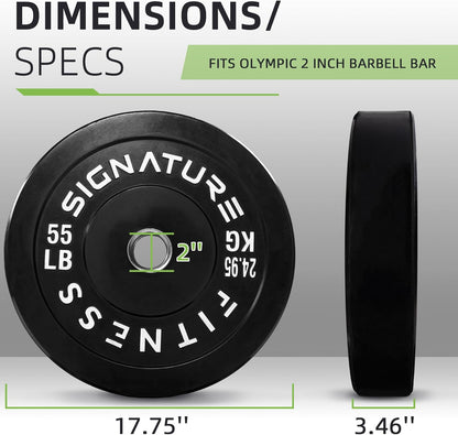 Olympic Bumper Plates Set, 2" Weight Plates for Strength Training & Weightlifting, Paris or Set or Set with Barbell, Multiple Options