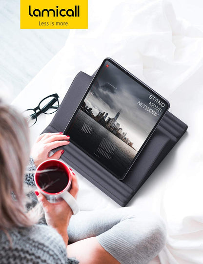 Tablet Pillow Stand, Pillow Soft Pad for Lap - Tablet Holder Dock for Bed with 6 Viewing Angles, for 4-13" Tablets, like Ipad Pro 11, 13, Air, Mini, Kindle, Galaxy Tab, E-Reader, Dark Gray