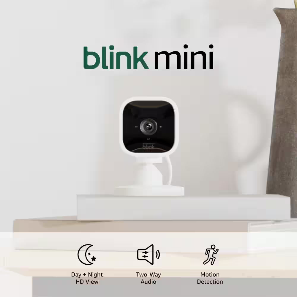Mini Indoor Wired 1080P Wi-Fi Security Camera - White (2-Pack)