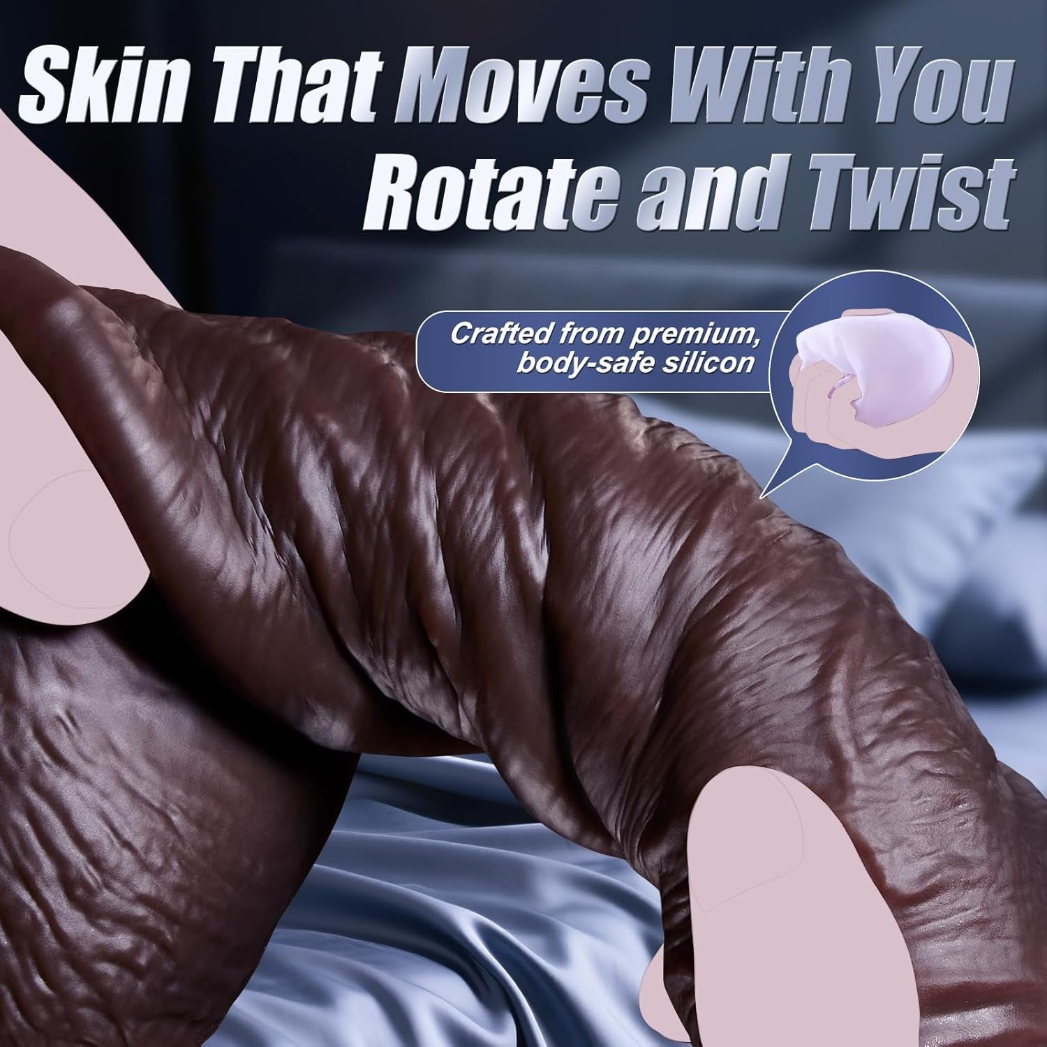 Realistic Black Dildo for Women – 8.5-Inch Soft Silicone with Moveable Skin, Sliding Balls, and Strong Suction Cup, Designed for G-Spot, Vaginal, and Anal Stimulation – a Sex Toy for Women and Couples