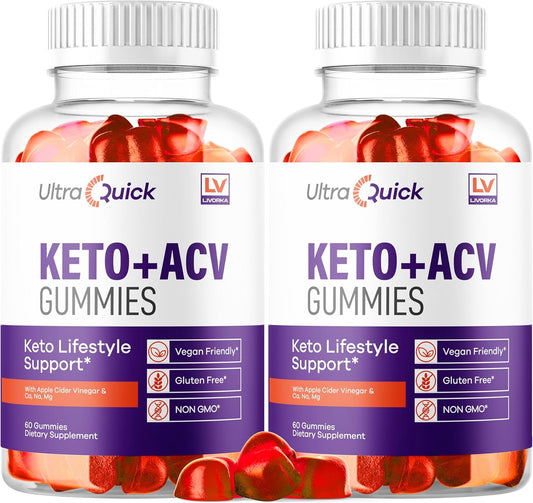 (2 Pack) Ultra Quick Keto ACV Gummies Weight Loss, Ultra Quick Keto ACV Gummies, Ultraquick Keto ACV Gummies, Ultraquick Keto plus ACV Support Gummies, Ultra Quick Weight Loss Gummies for 2 Months