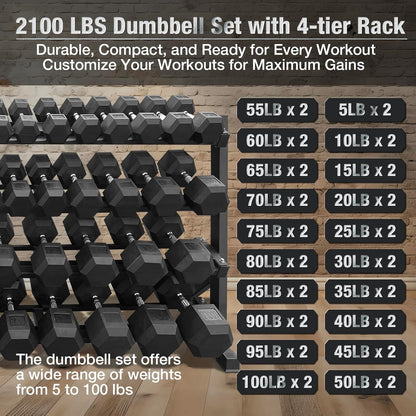 550 Lbs 1200Lbs 2100 Lbs Dumbbells Weight Set, Hex Dumbbell Sets, Gyms Weights Dumbbells Sets, Weight Set for Home Gym, Strength Training, Fitness Center Equipment