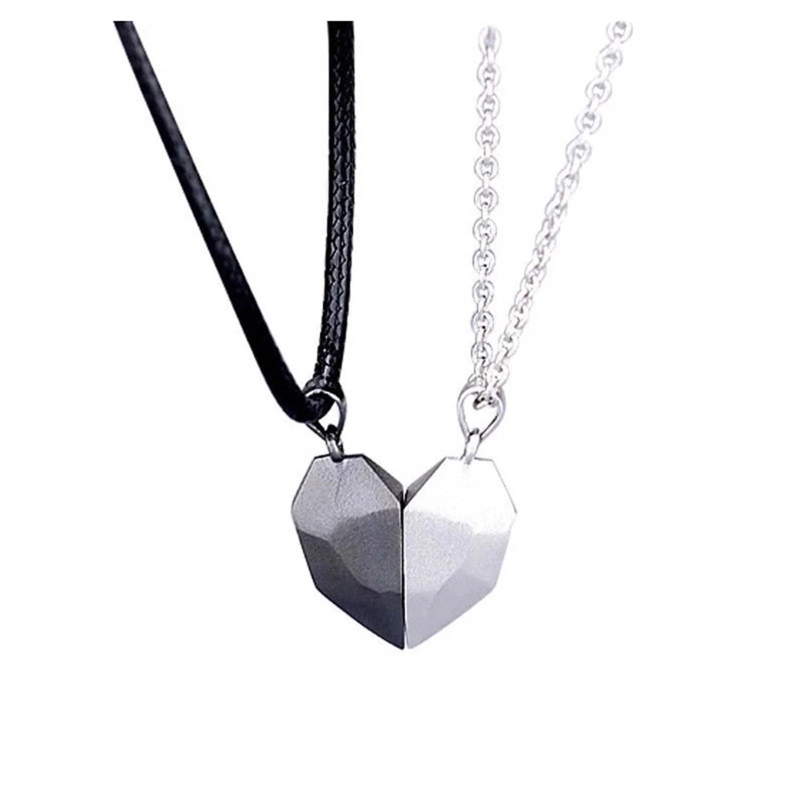 Matching Magnetic Heart Necklace for Couples Two Souls One Heart Pendant Necklace Wishing Stone Birthday Anniversary Jewelry Gift for Friend Friend
