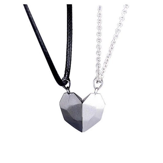 Matching Magnetic Heart Necklace for Couples Two Souls One Heart Pendant Necklace Wishing Stone Birthday Anniversary Jewelry Gift for Friend Friend