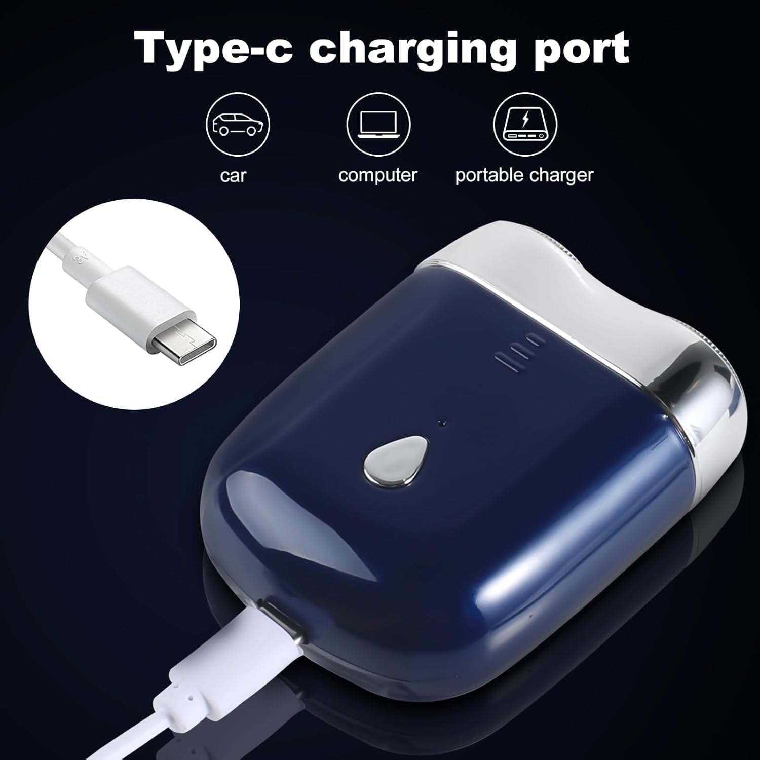 Mini Electric Shaver - USB C Fast Charge Portable Small Shavers for Men | Women - Dual Head Pocket Shaver Washable Travel Electric Razor & Powerful Wet and Dry Mini Razor - Easy One Button Use