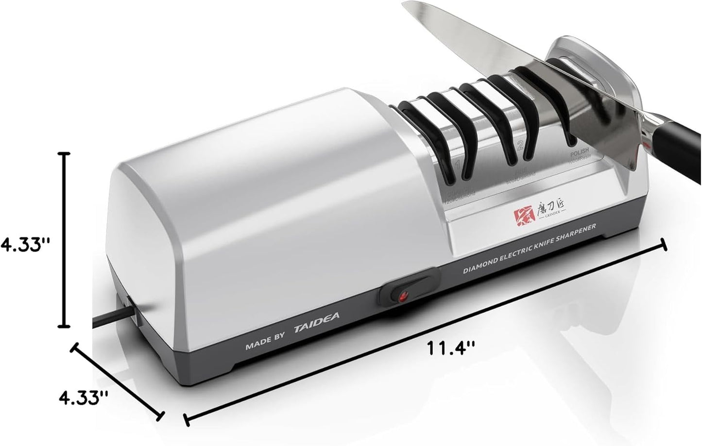 Electric Knife Sharpener - Professional Knife Sharpening Tool with Diamond Abrasives and Precision Angle Guides 3 Stage Slots Knife Sharpener Electric for Metal Ceramic Kitchen Knives