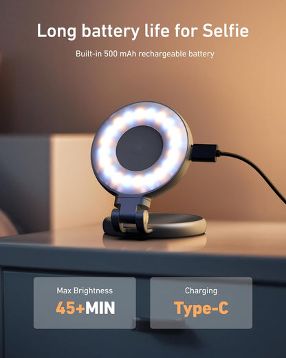 C03 Magnetic Selfie Light, Phone Light Compatible with Iphone Magsafe, CRI97 360° LED Selfie Ring Fill Light with Mirror for Selfies/Photography/Tiktok/Zoom Calls/Video Conference