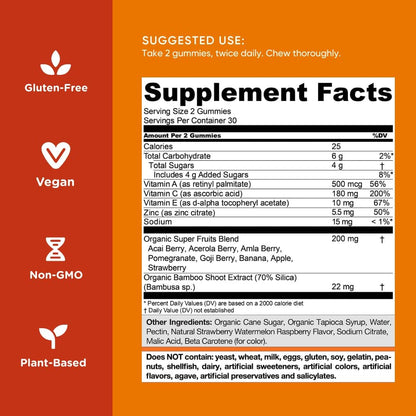 Nutritional Supplement, Superfruits Beauty Gummy Vitamin - 300 Count - Collagen-Promoting Ingredients - Mixed Fruit, Vegan, Plant-Based, Non-Gmo, Gluten-Free & Gelatin Free