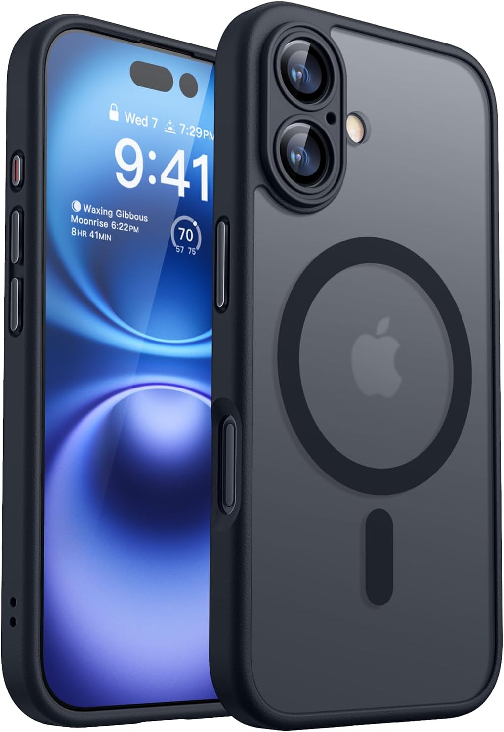 Magnetic for Iphone 16 Case, Upgraded [Full Camera Protection] [Compatible with Magsafe] [Translucent Matte] Shockproof Protective Phone Case for Iphone 16 - Black