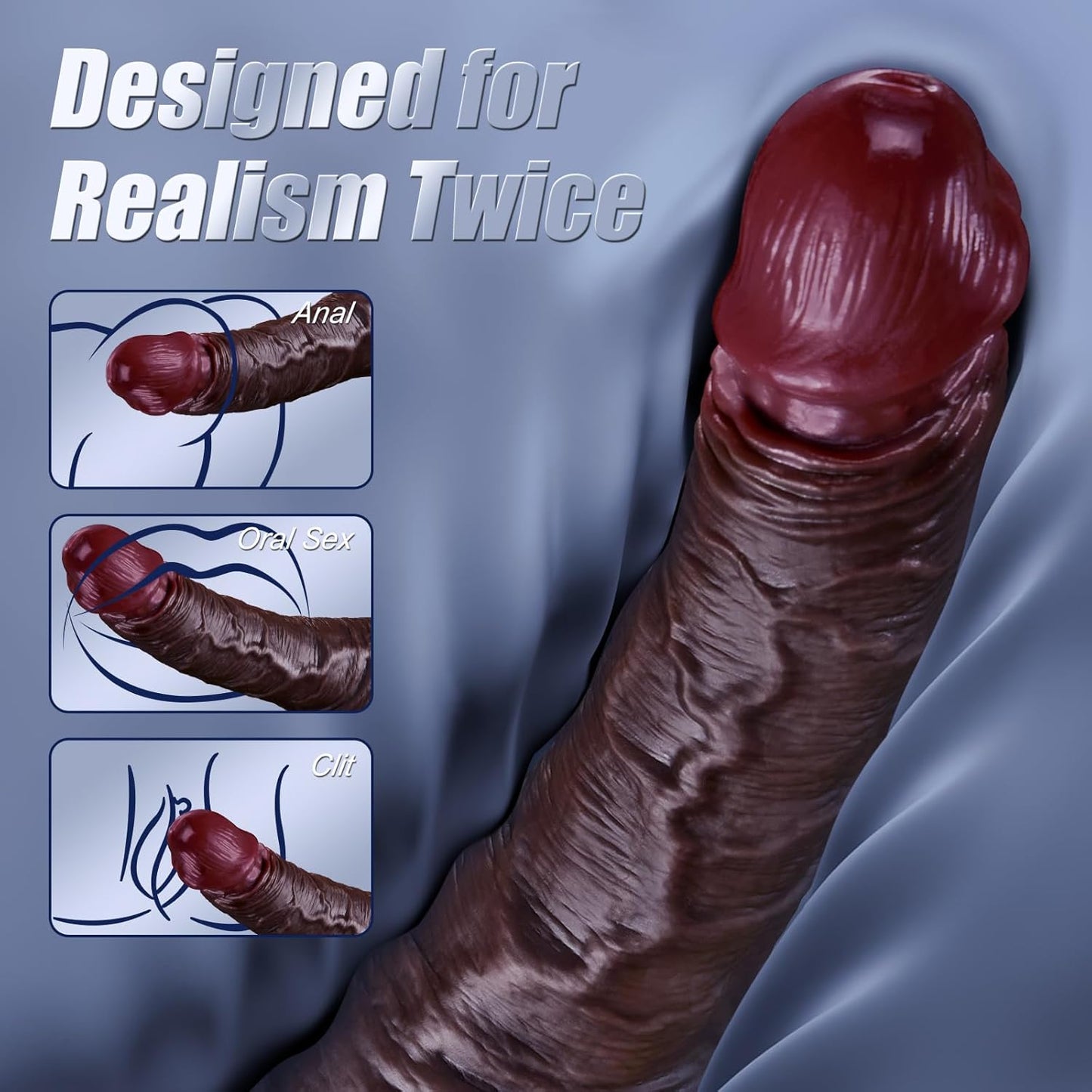 Realistic Black Dildo for Women – 8.5-Inch Soft Silicone with Moveable Skin, Sliding Balls, and Strong Suction Cup, Designed for G-Spot, Vaginal, and Anal Stimulation – a Sex Toy for Women and Couples