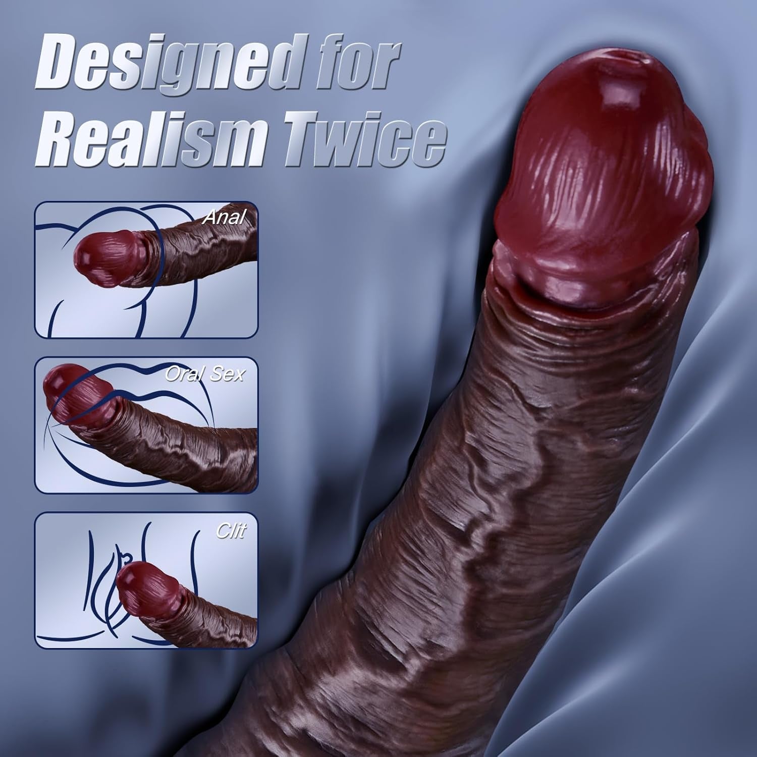 Realistic Black Dildo for Women – 8.5-Inch Soft Silicone with Moveable Skin, Sliding Balls, and Strong Suction Cup, Designed for G-Spot, Vaginal, and Anal Stimulation – a Sex Toy for Women and Couples
