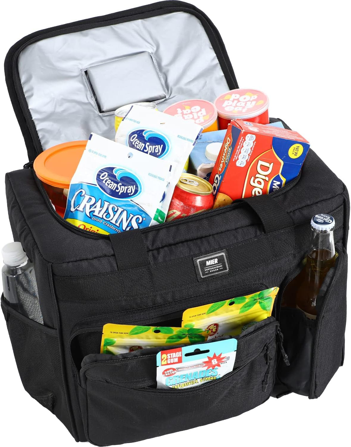 30L Extra Large Soft Cooler Bag with Bottle Opener for Camping Beach BBQ Grocery Golf Leakproof Picnic Lunch Bag, Collapsible, Top Flip Lid, 45Can (Black)