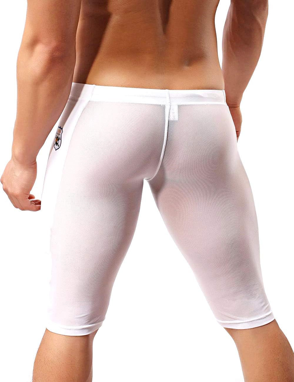 Men'S Fitness Mesh Shorts Yoga Capris See through Jammer Swimsuit Beachwear