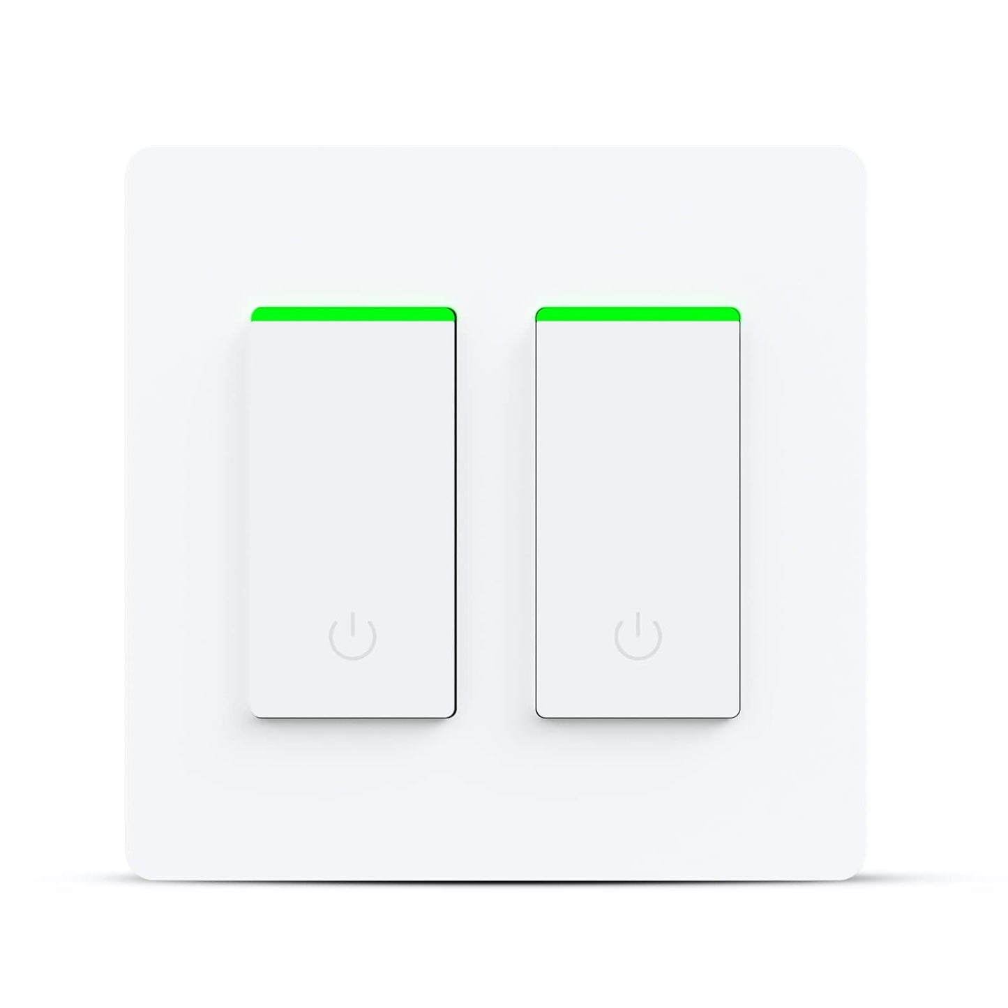 Smart Light Switch 2 Gang Wifi Smart Light Double Switch Compatible with Alexa, Google Assistant,Wireless Control, 2.4G Wifi Smart Light Switch, Single-Pole, Neutral Wire Required