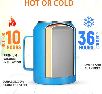 50 Oz Mug Tumbler – Stainless Steel Vacuum Insulated Mug with Handle,Lid and Straw,Keeps Drinks Cold up to 36 Hours – Sweat-Proof Body, Dishwasher Safe