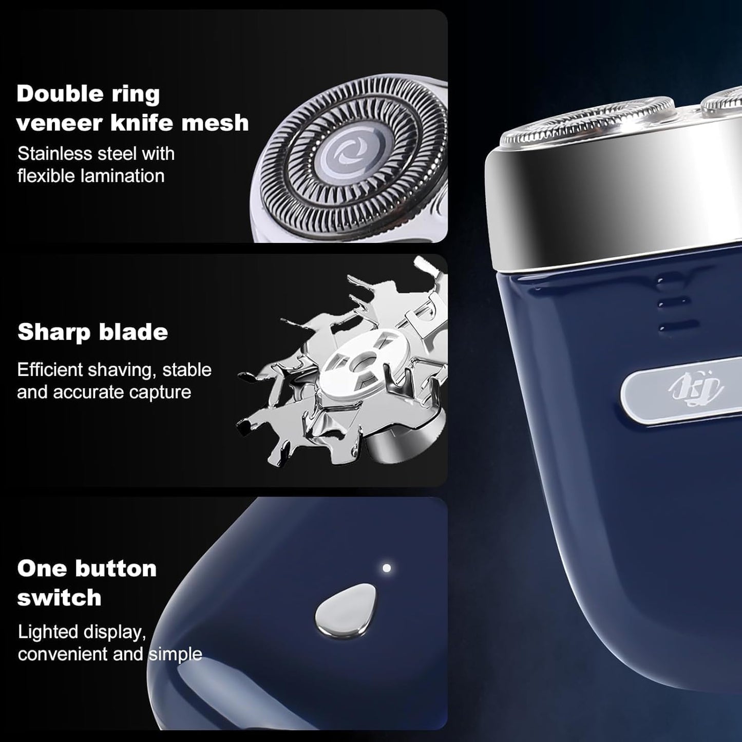 Mini Electric Shaver - USB C Fast Charge Portable Small Shavers for Men | Women - Dual Head Pocket Shaver Washable Travel Electric Razor & Powerful Wet and Dry Mini Razor - Easy One Button Use