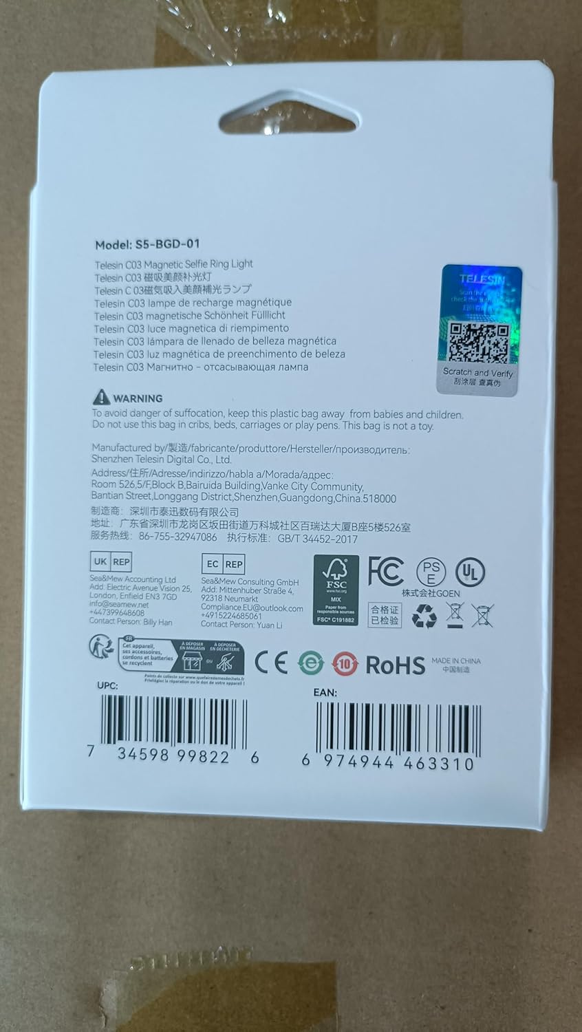 C03 Magnetic Selfie Light, Phone Light Compatible with Iphone Magsafe, CRI97 360° LED Selfie Ring Fill Light with Mirror for Selfies/Photography/Tiktok/Zoom Calls/Video Conference