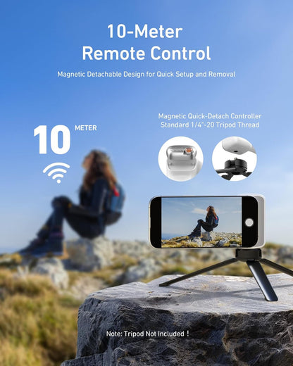 Fun Shot Magnetic Phone Camera DSLR Style Shutter Grip for Iphone & Android with Detachable Wireless Shutter Button - 1/4" Screw - Comfort Ergonomic Camera Grip Handle Holder