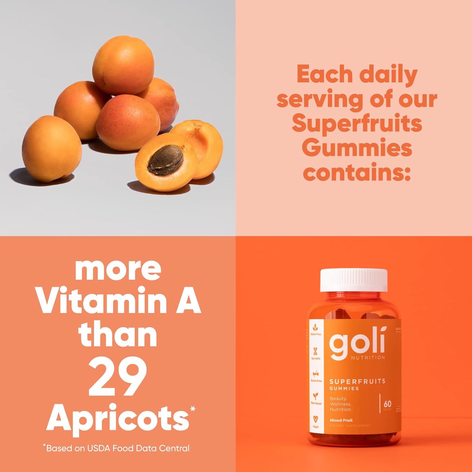 Nutritional Supplement, Superfruits Beauty Gummy Vitamin - 300 Count - Collagen-Promoting Ingredients - Mixed Fruit, Vegan, Plant-Based, Non-Gmo, Gluten-Free & Gelatin Free
