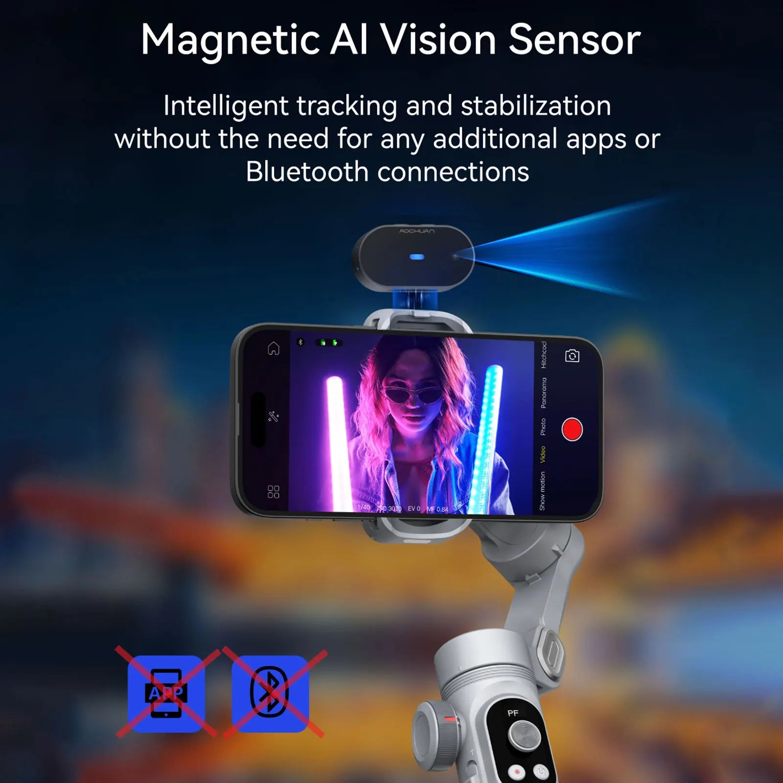 Smart Xpro Ai Grey Gimbal Stabilizer for Iphone and Android 3-Axis Intelligent Gimbal Stabilizer Appless Face Tracking