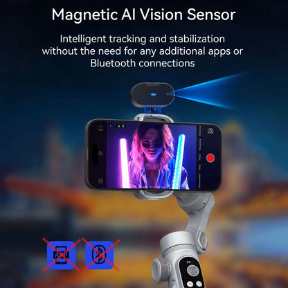 Smart Xpro Ai Grey Gimbal Stabilizer for Iphone and Android 3-Axis Intelligent Gimbal Stabilizer Appless Face Tracking